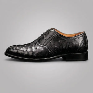 Men's Black Ostrich Impression Leather Oxford Shoes in just €184.99