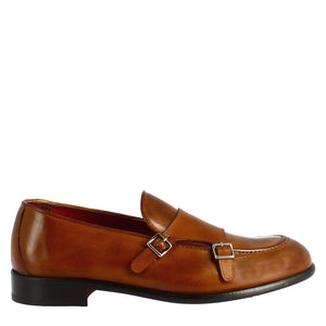 Brown double buckle moccasin for men in just €189.99