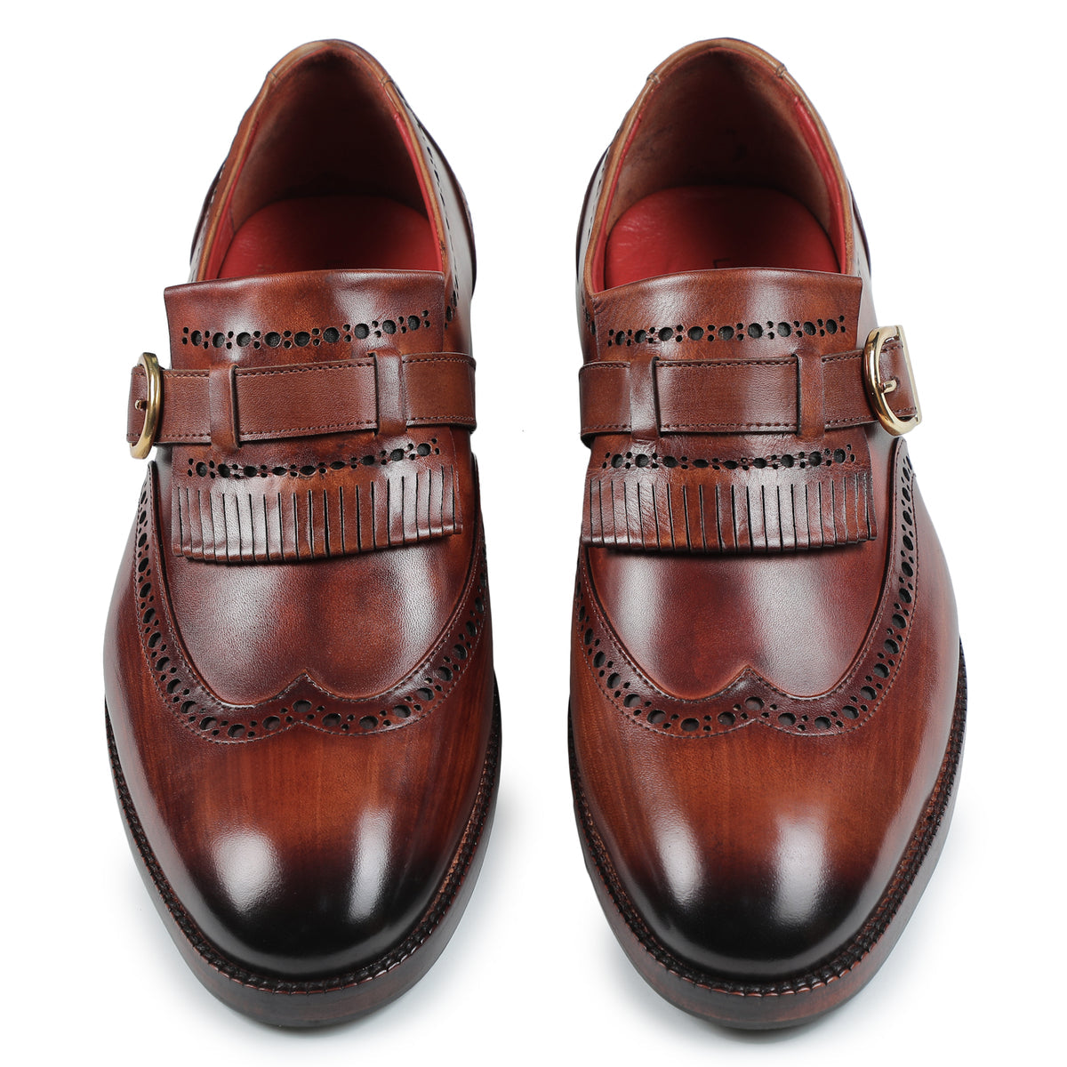Wingtip Brogue Kiltie Monk Strap- Brown in just £190.99