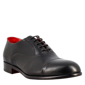 Men's elegant black oxford in leather and red lining in just €189.99