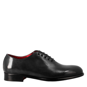 Men's elegant blue wholecut oxford in leather and red lining in just €189.99