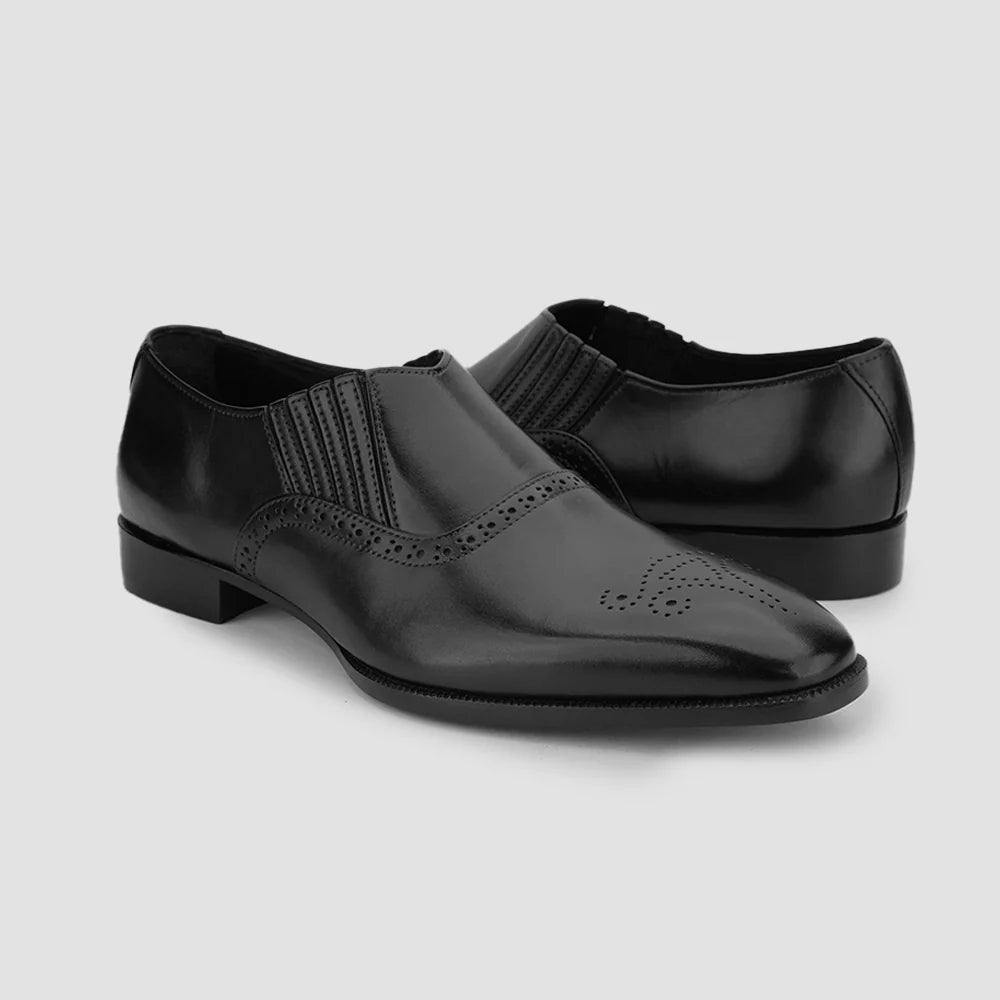 Men's Black Leather Loafers