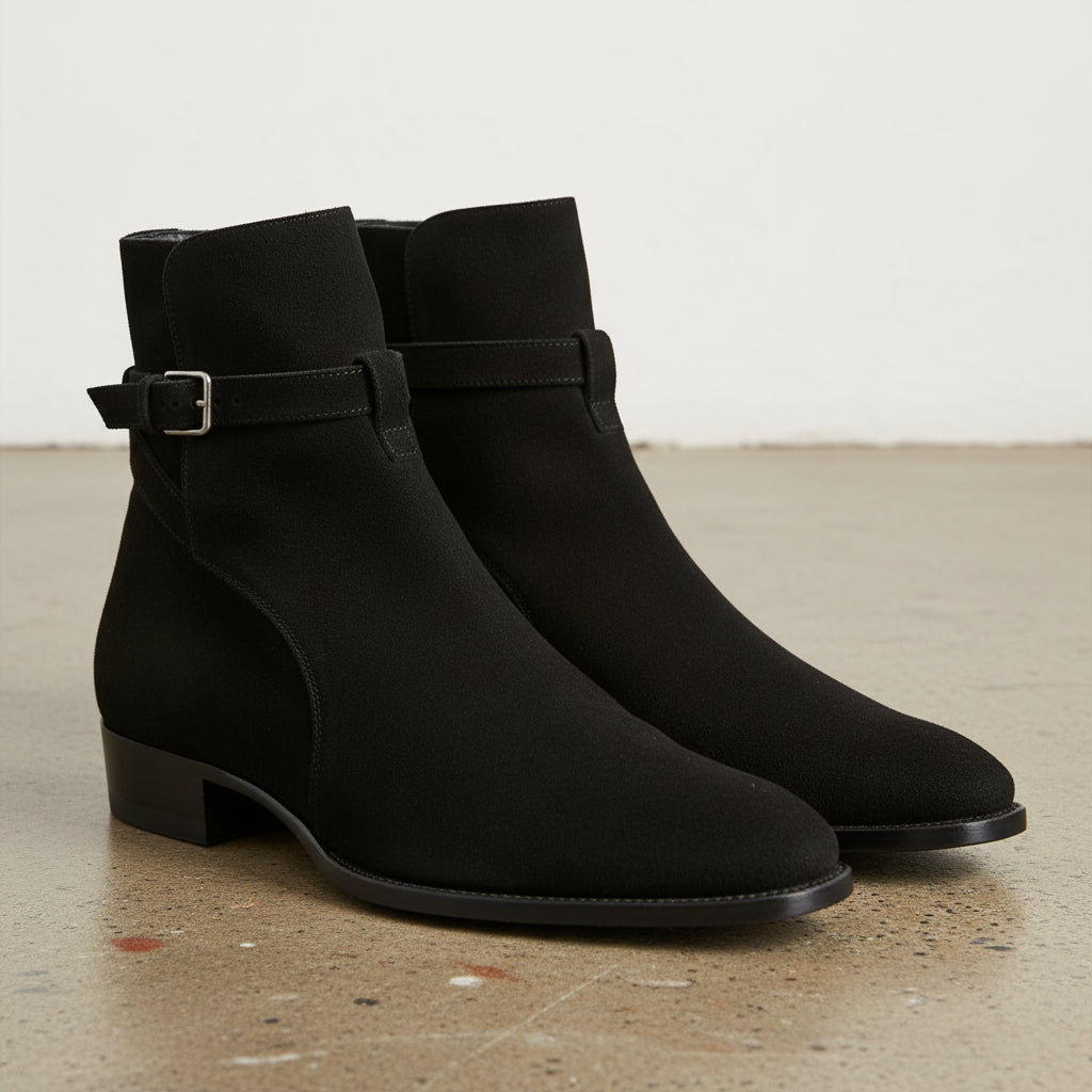 Men's Black Suede Leather Jodhpur Boots