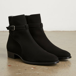 Men's Black Suede Leather Jodhpur Boots