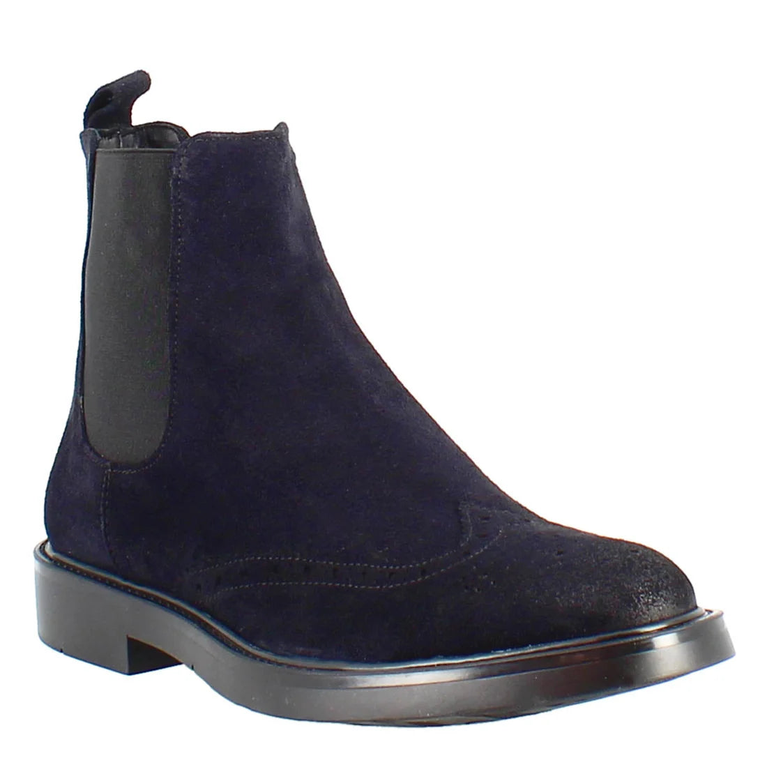 Chelsea boot in blue suede with rubber sole in just €205.00