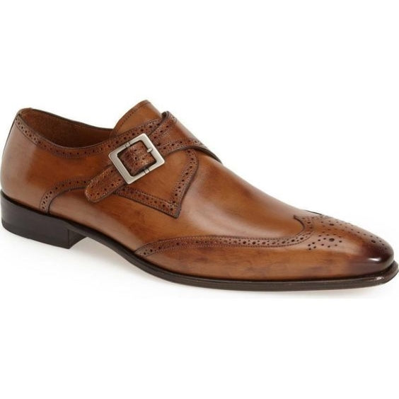 Men's Brown Leather Oxford Wingtip Monk Shoes in just €188.99