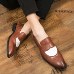 Mocassins Penny en cuir marron et blanc pour hommes