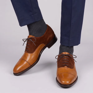 Men's Dual Tone Brown Suede Leather Oxford Shoes in just €178.99