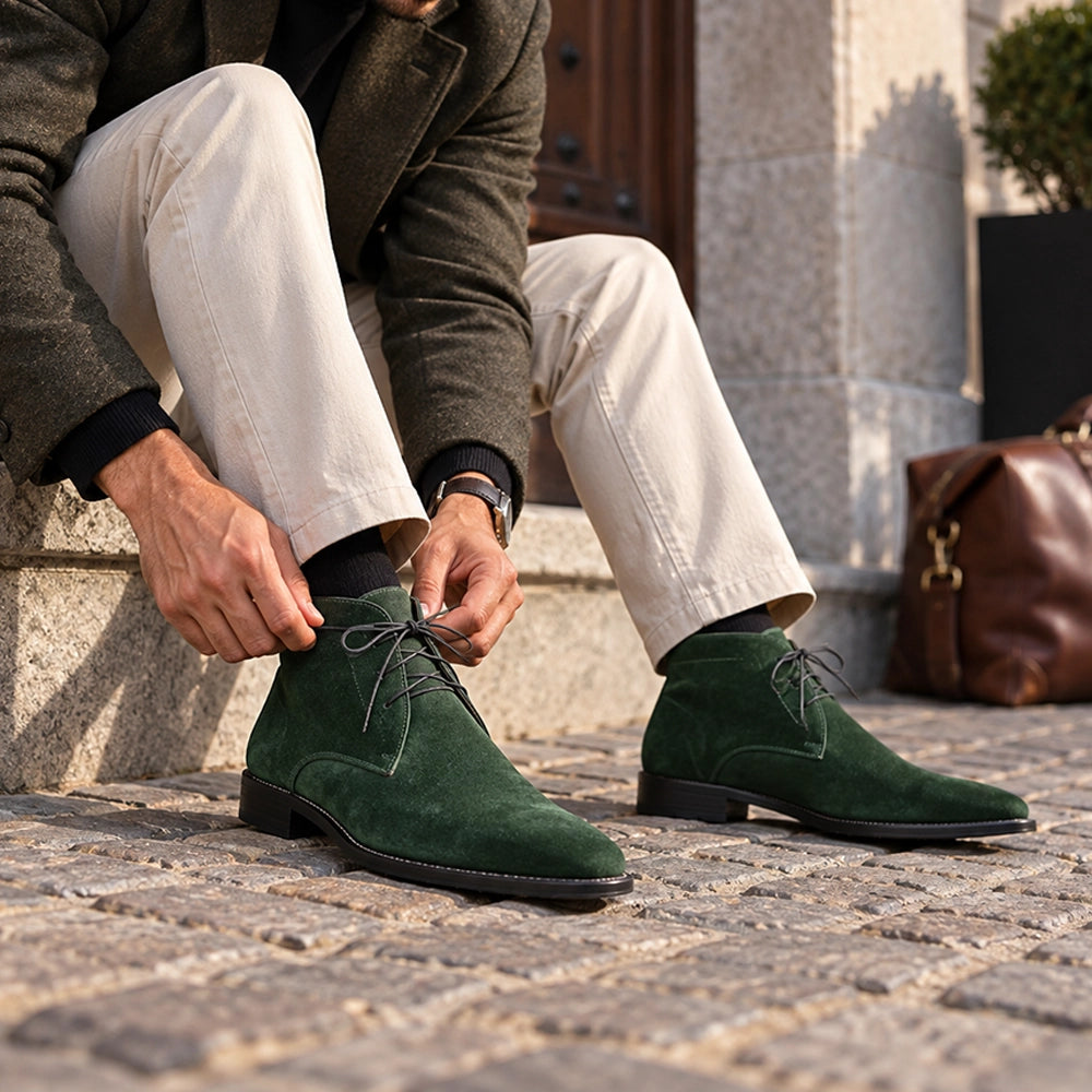 Men's Forest Green Suede Leather Chukka Boots in just €188.99