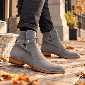 Men's Grey Suede Ankle High Jodhpur Boots in just €209.99