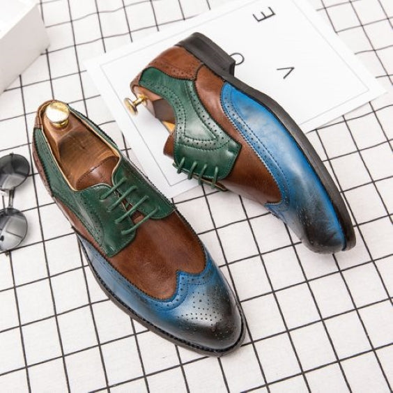 Men's Multi Color Genuine Leather Wingtip Oxford Shoes in just €184.99