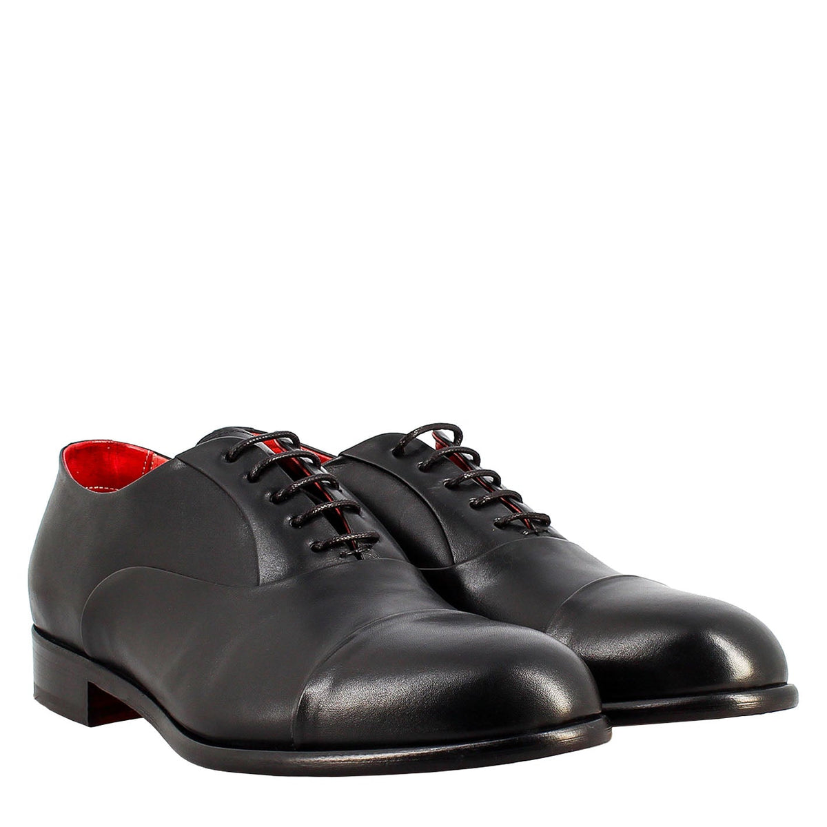 Men's elegant black oxford in leather and red lining in just €189.99