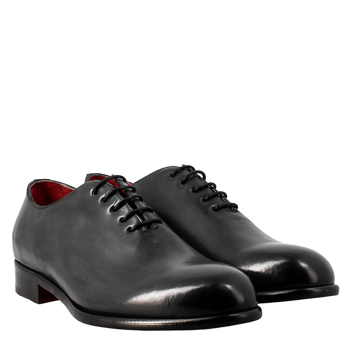 Men's elegant blue wholecut oxford in leather and red lining in just €189.99