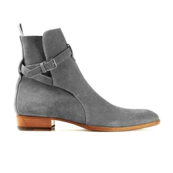 Men's Grey Suede Ankle High Jodhpur Boots