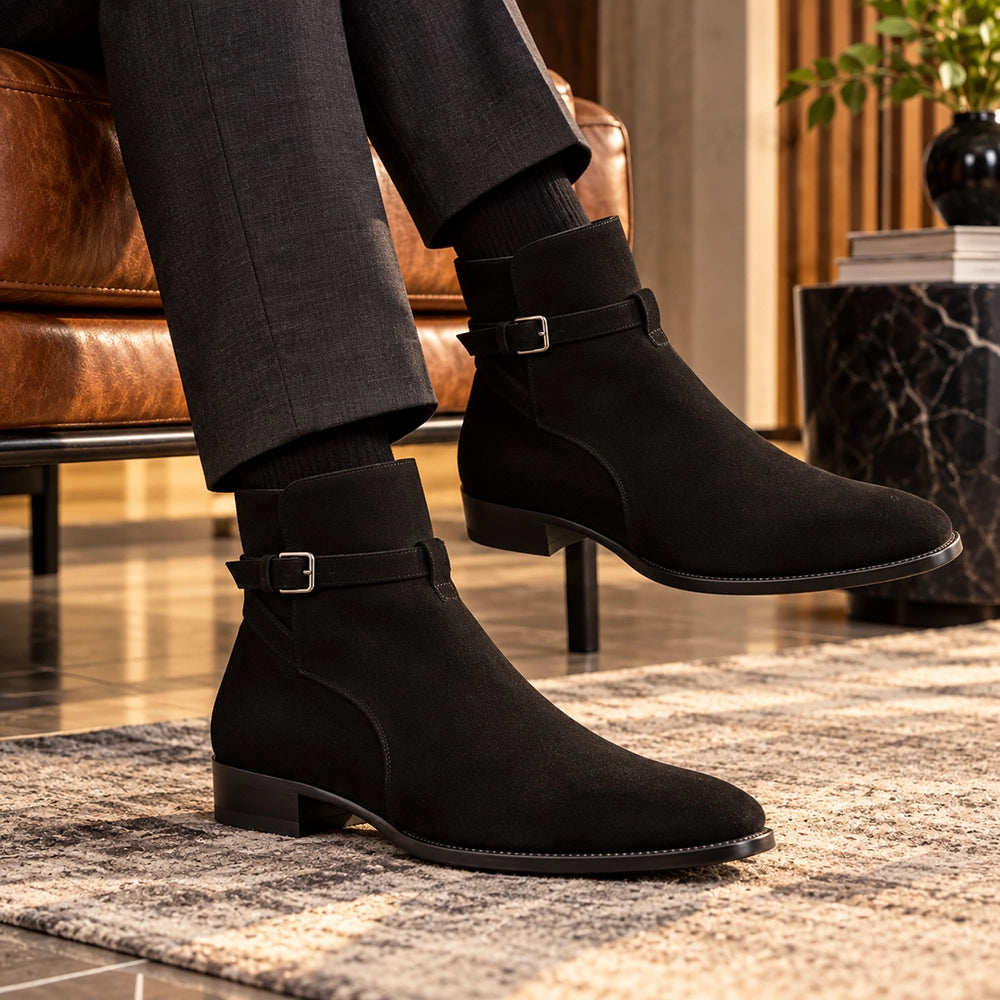 Men's Black Suede Leather Jodhpur Boots in just €198.99