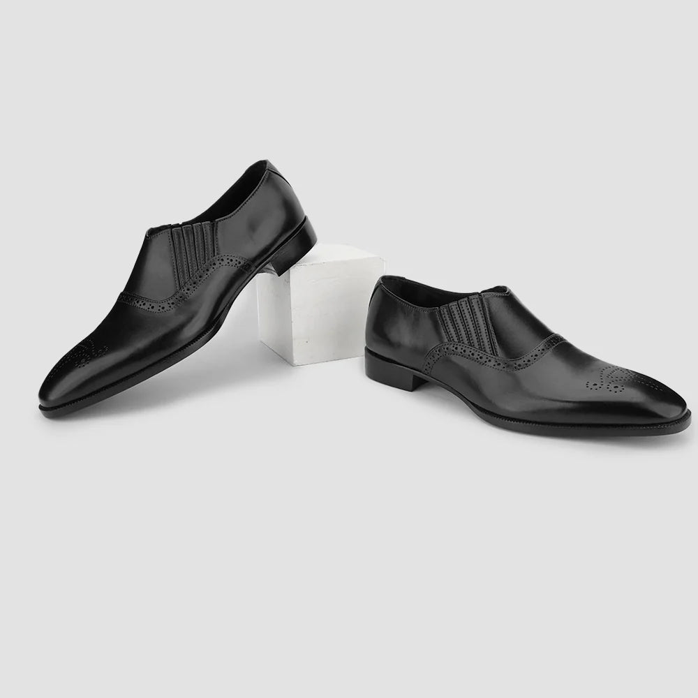 Men's Black Leather Loafers