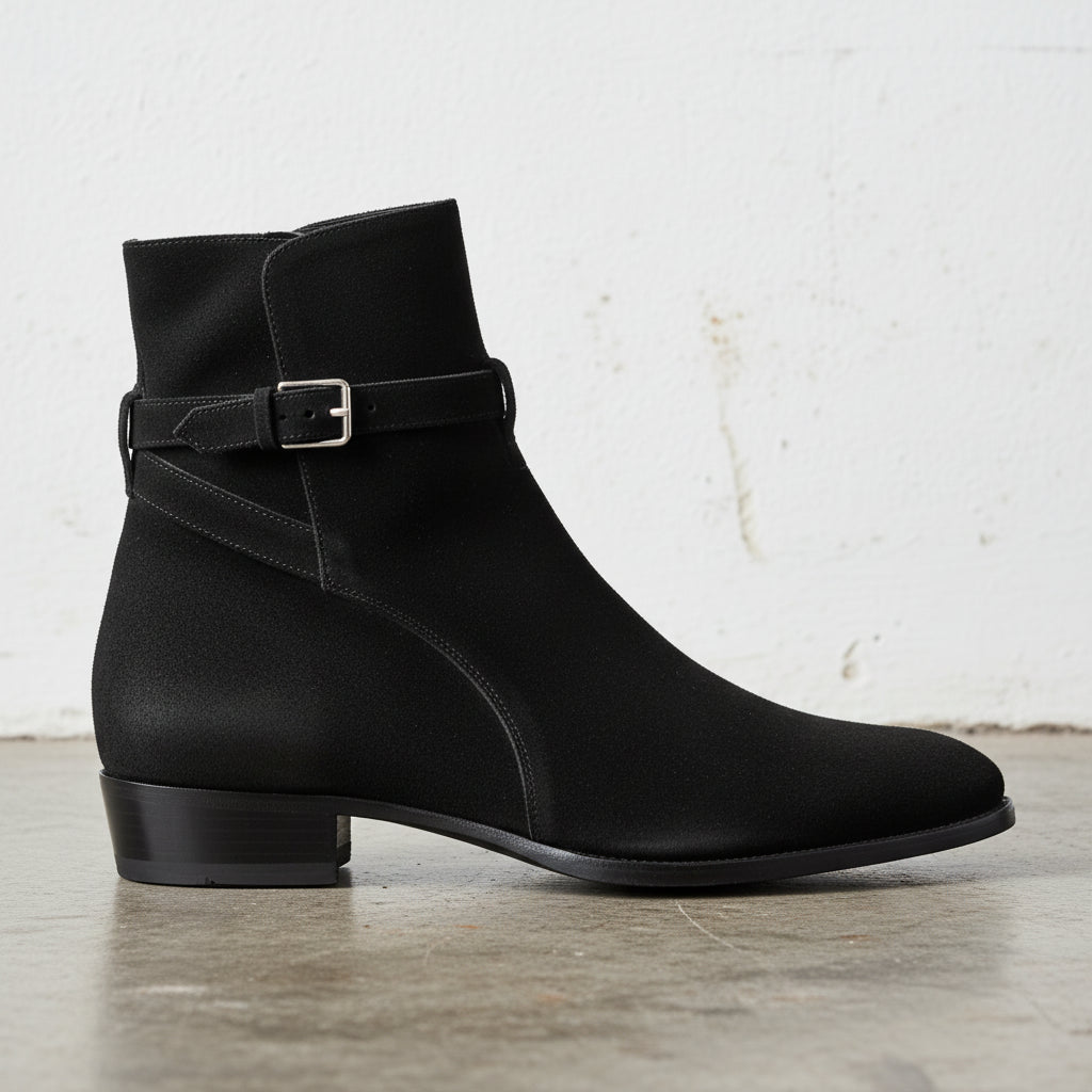 Men's Black Suede Leather Jodhpur Boots