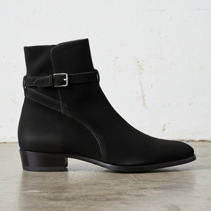 Men's Black Suede Leather Jodhpur Boots
