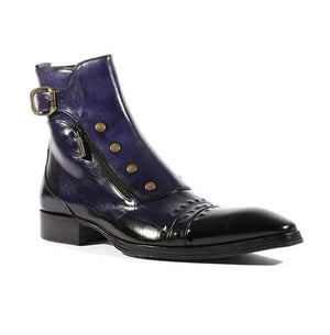 Men's Blue Patina Leather Ankle High Military Boots in just £199.99