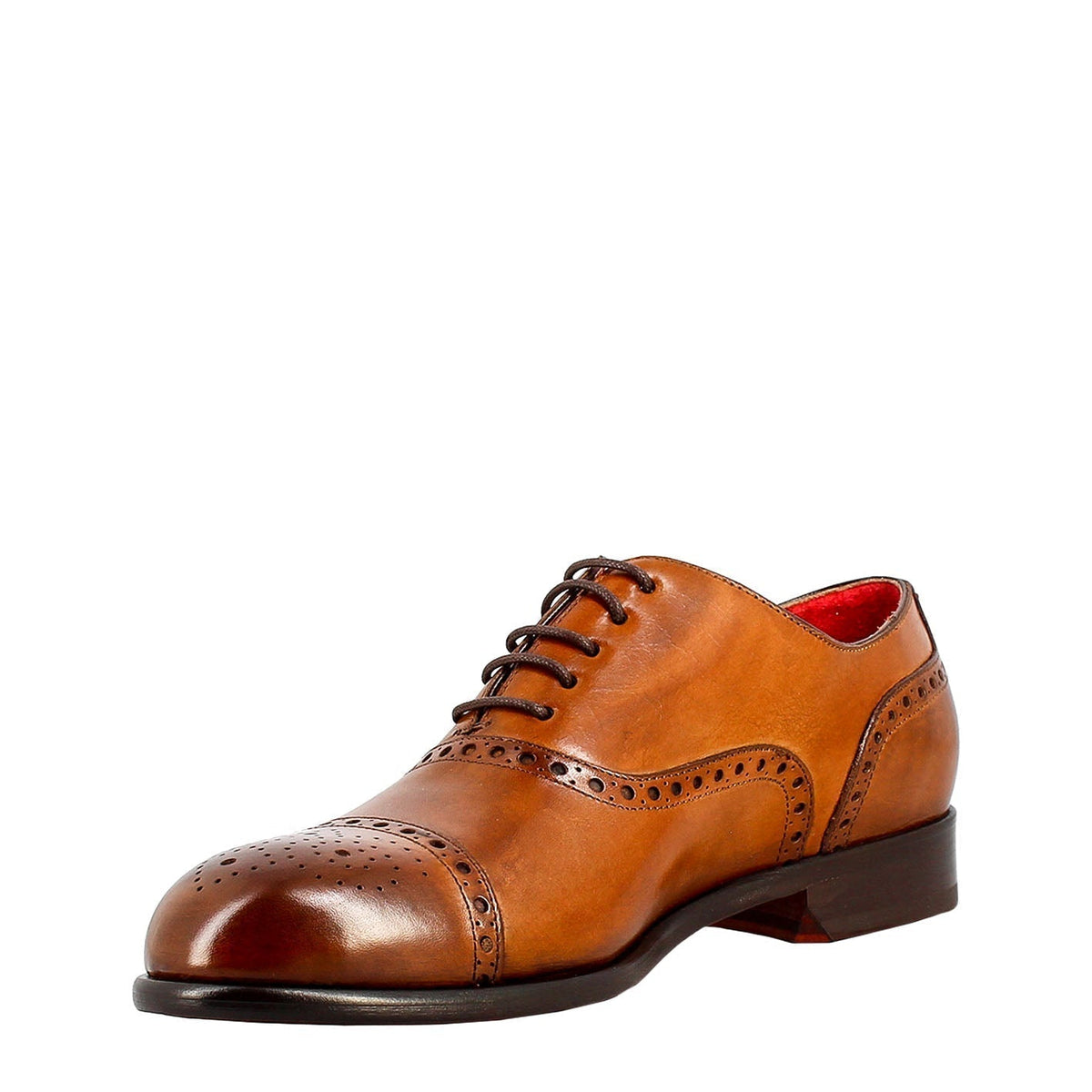 Men's elegant brown leather semi brogue oxford in just €189.99