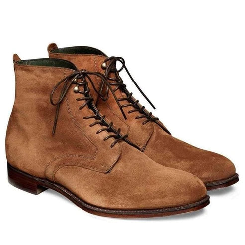 Bottes habillées en cuir suédé marron pour hommes