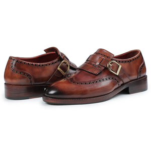 Wingtip Brogue Kiltie Monk Strap- Brown in just £190.99