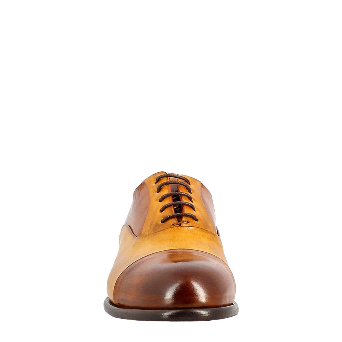 Elegant men's brown and yellow oxford in leather and red lining in just €189.99