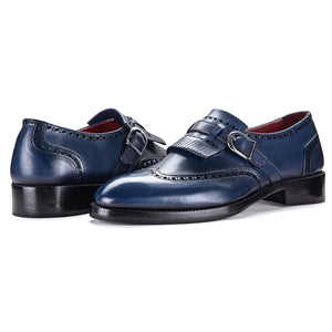 Wingtip Brogue Kiltie Monk Strap- Navy in just €190.99