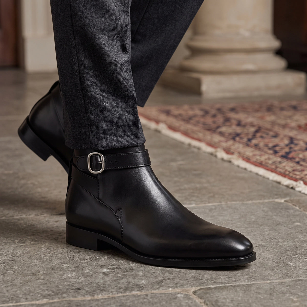 Sterling Black Leather Jodhpur Buckle Boot