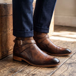 Handgemachte schwarze Jodhpur-Stiefel aus Leder für Herren mit Knöchelhöhe