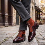 Bottines montantes en cuir suédé marron pour hommes