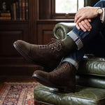 Men's Brown Suede Leather Ankle High Dress Boots