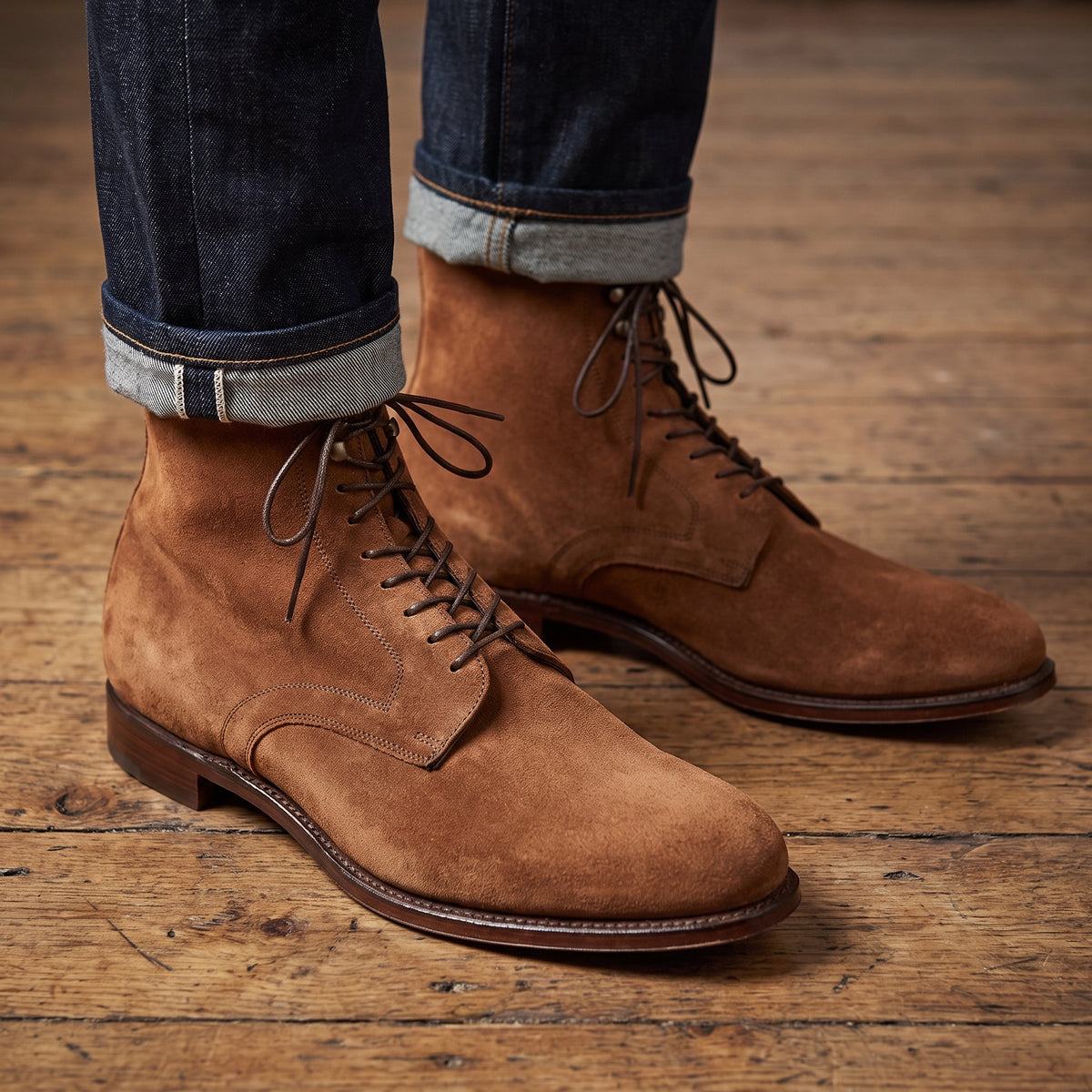 Bottes habillées en cuir suédé marron pour hommes
