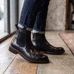 Men's Chelsea Diver boot in black washed leather