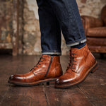 Mittelgroßer Amphibienstiefel für Herren aus hellbraunem gewaschenem Leder