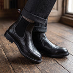 Men's candy chelsea boot in black washed leather