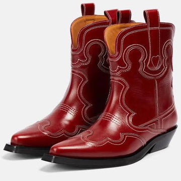 Echte rote Cowboy-Reitstiefel aus Leder