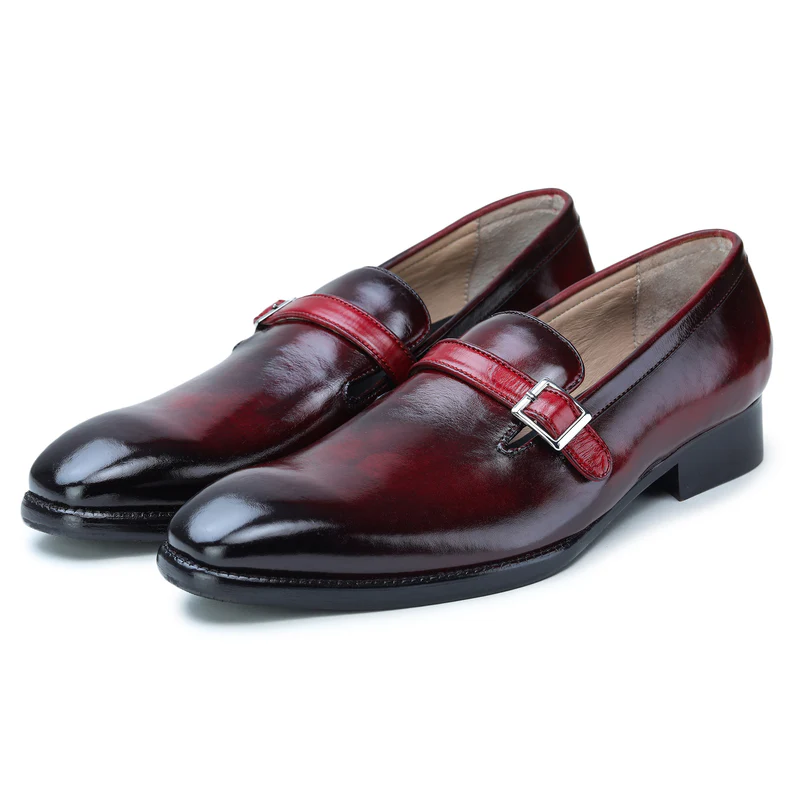 Single Monk Strap Loafers - Wine Red in just €190.99