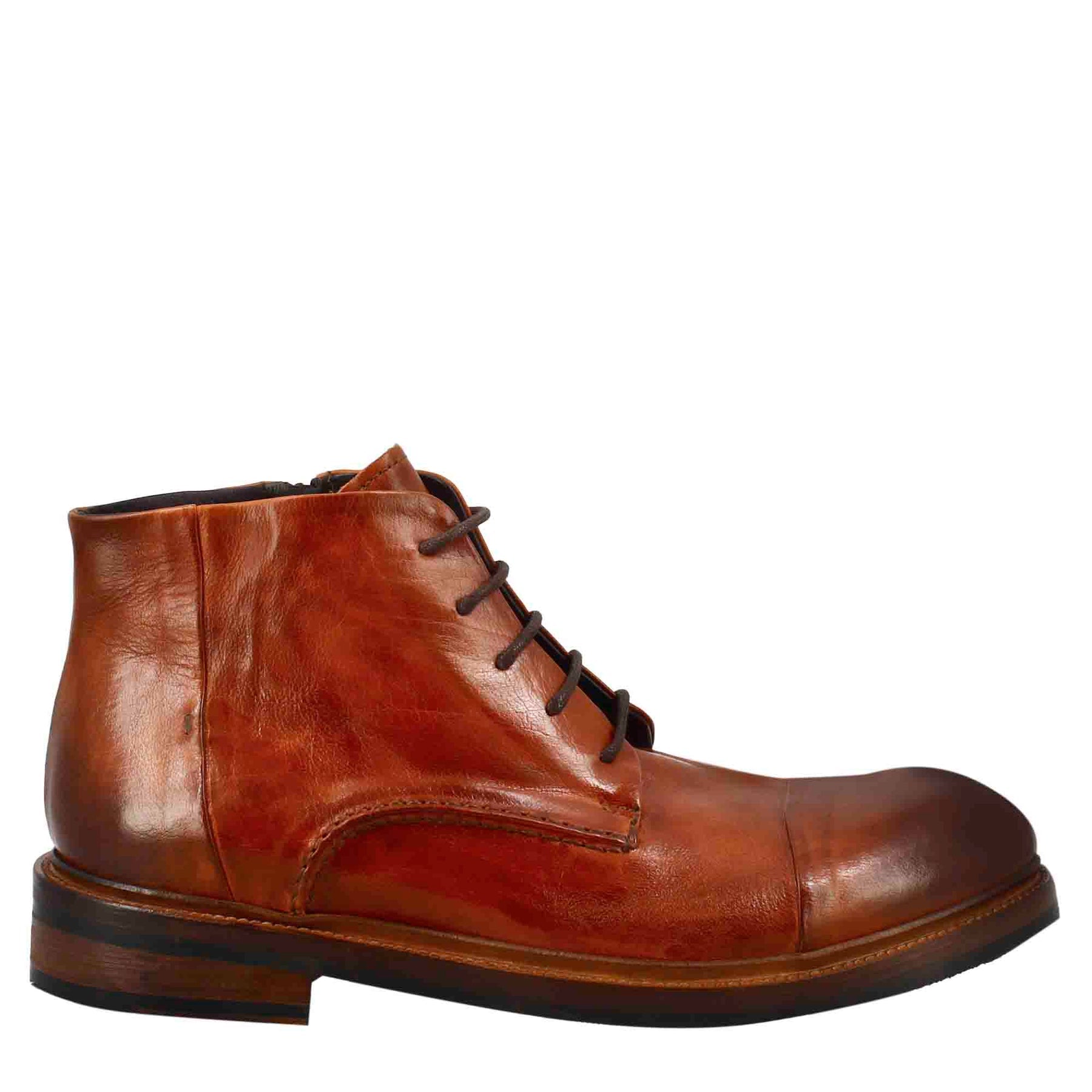 Mittelgroßer Amphibienstiefel für Herren aus hellbraunem gewaschenem Leder