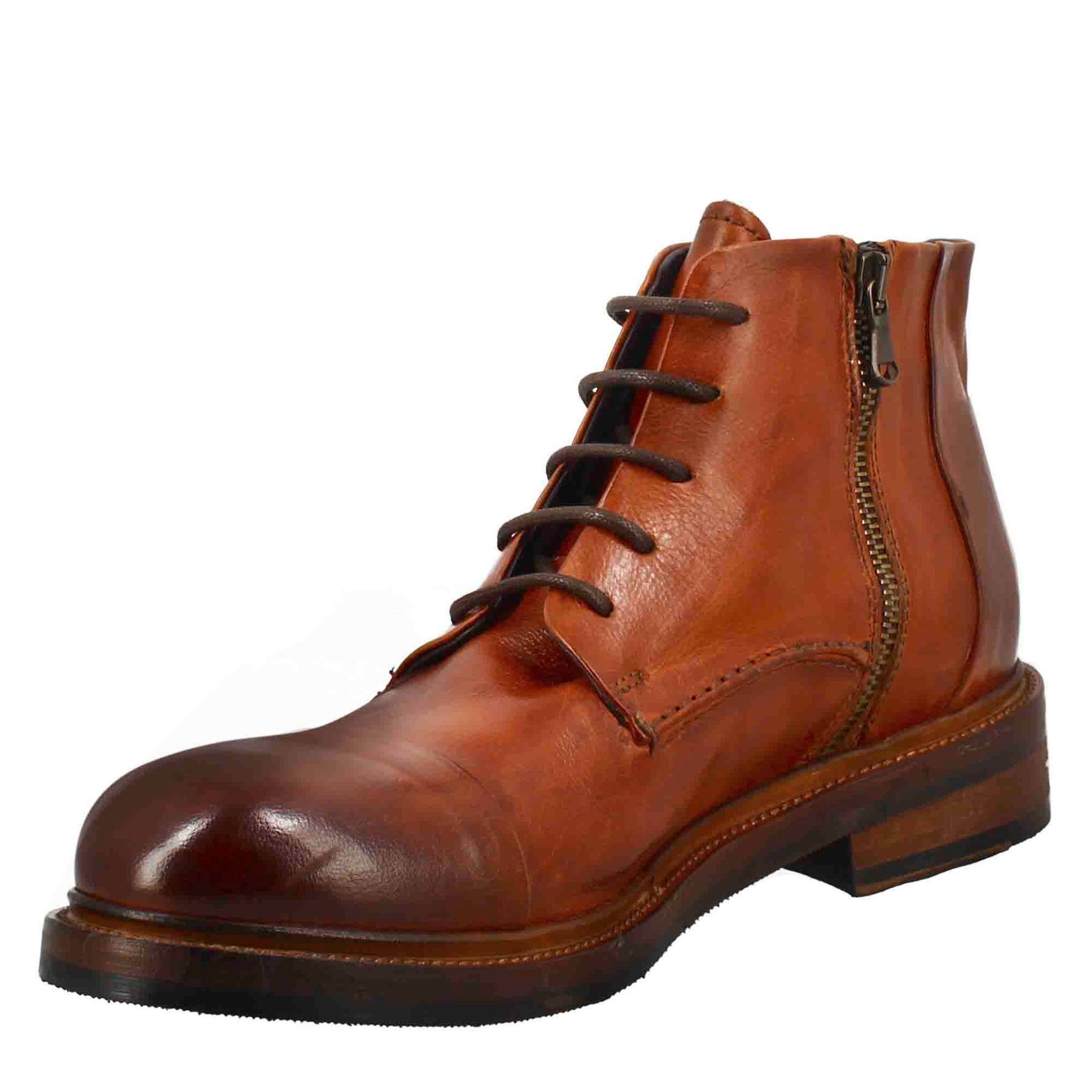 Mittelgroßer Amphibienstiefel für Herren aus hellbraunem gewaschenem Leder