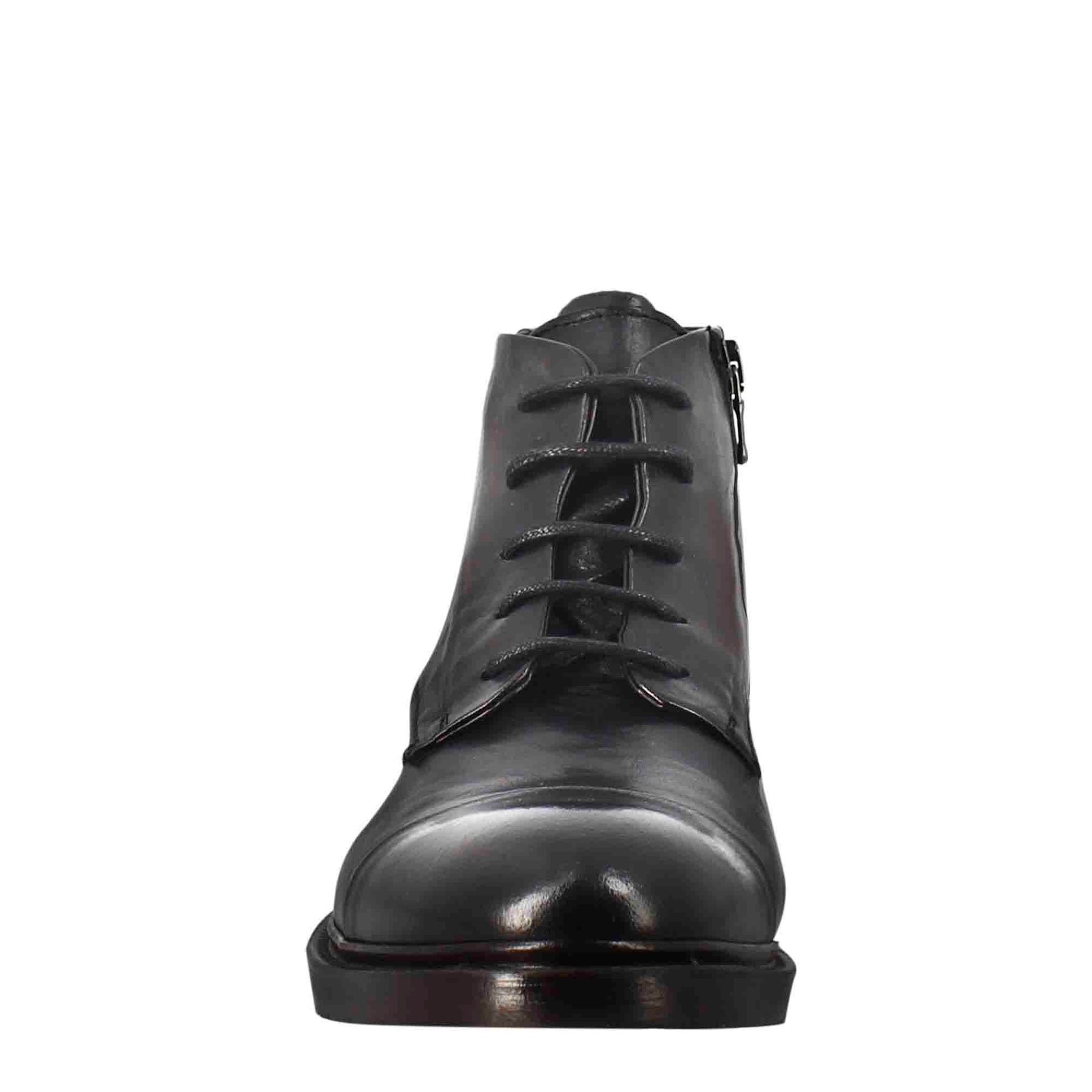 Mittelgroßer Amphibienstiefel für Herren aus gewaschenem schwarzem Leder