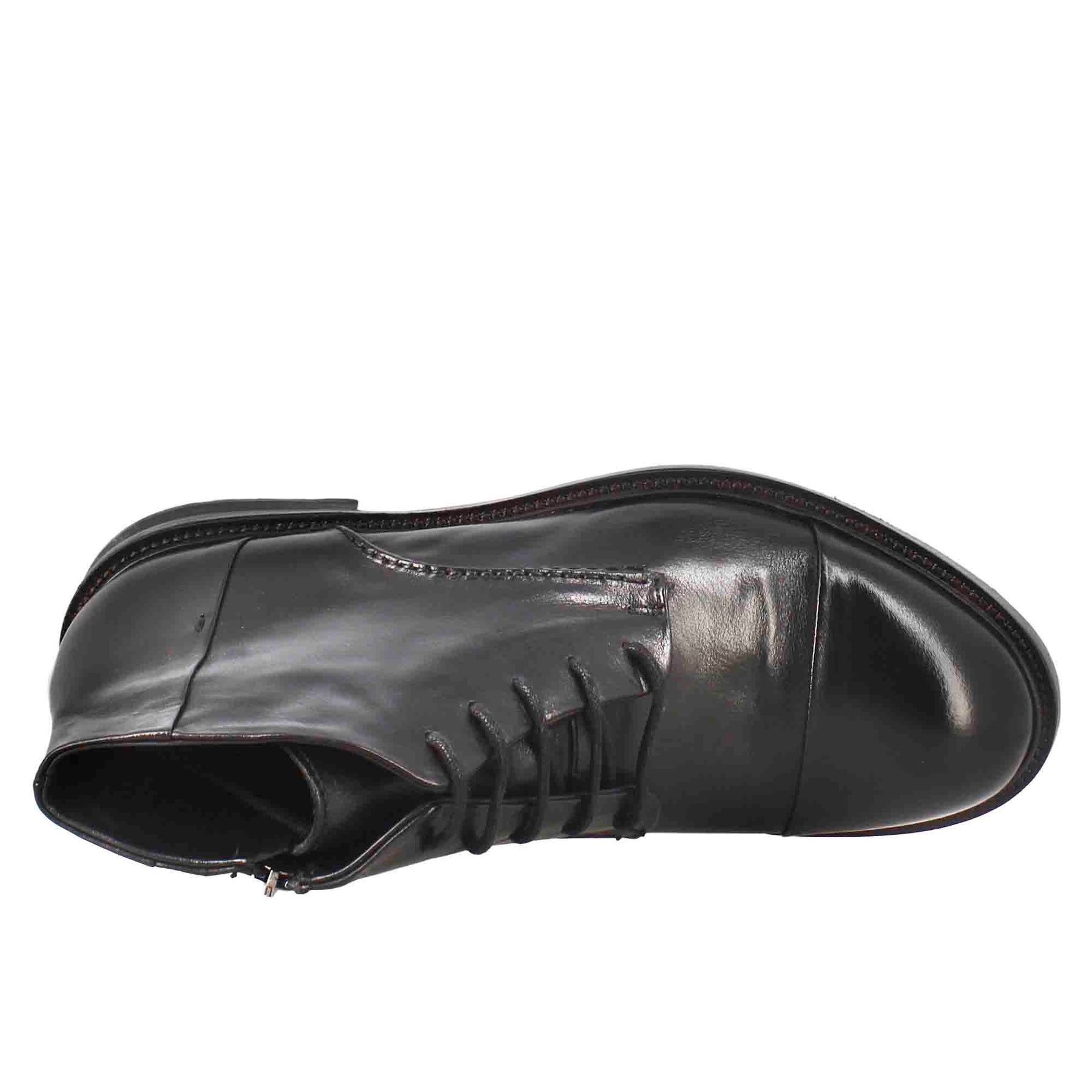 Mittelgroßer Amphibienstiefel für Herren aus gewaschenem schwarzem Leder