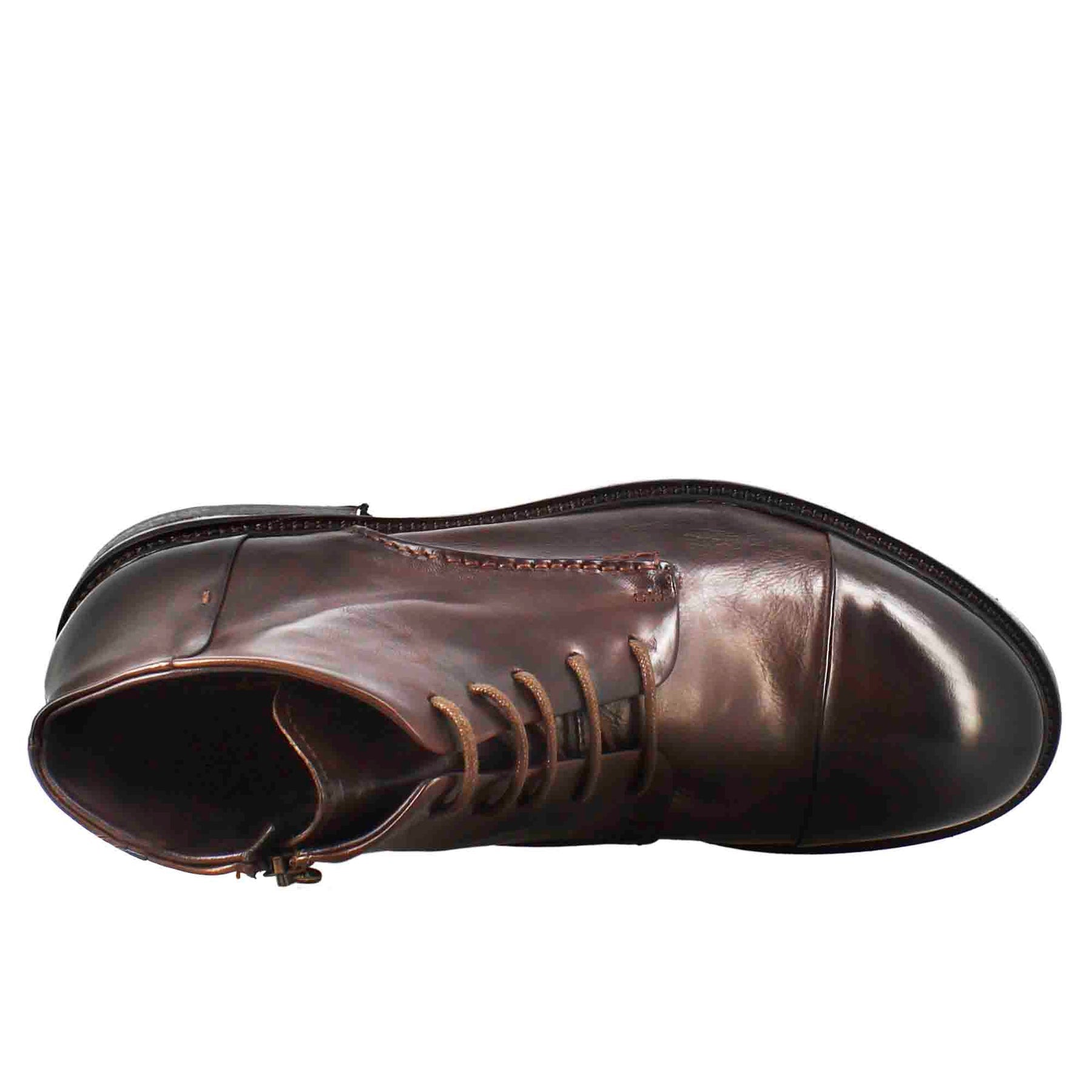 Mittelgroßer Amphibienstiefel für Herren aus gewaschenem Leder in Dunkelbraun