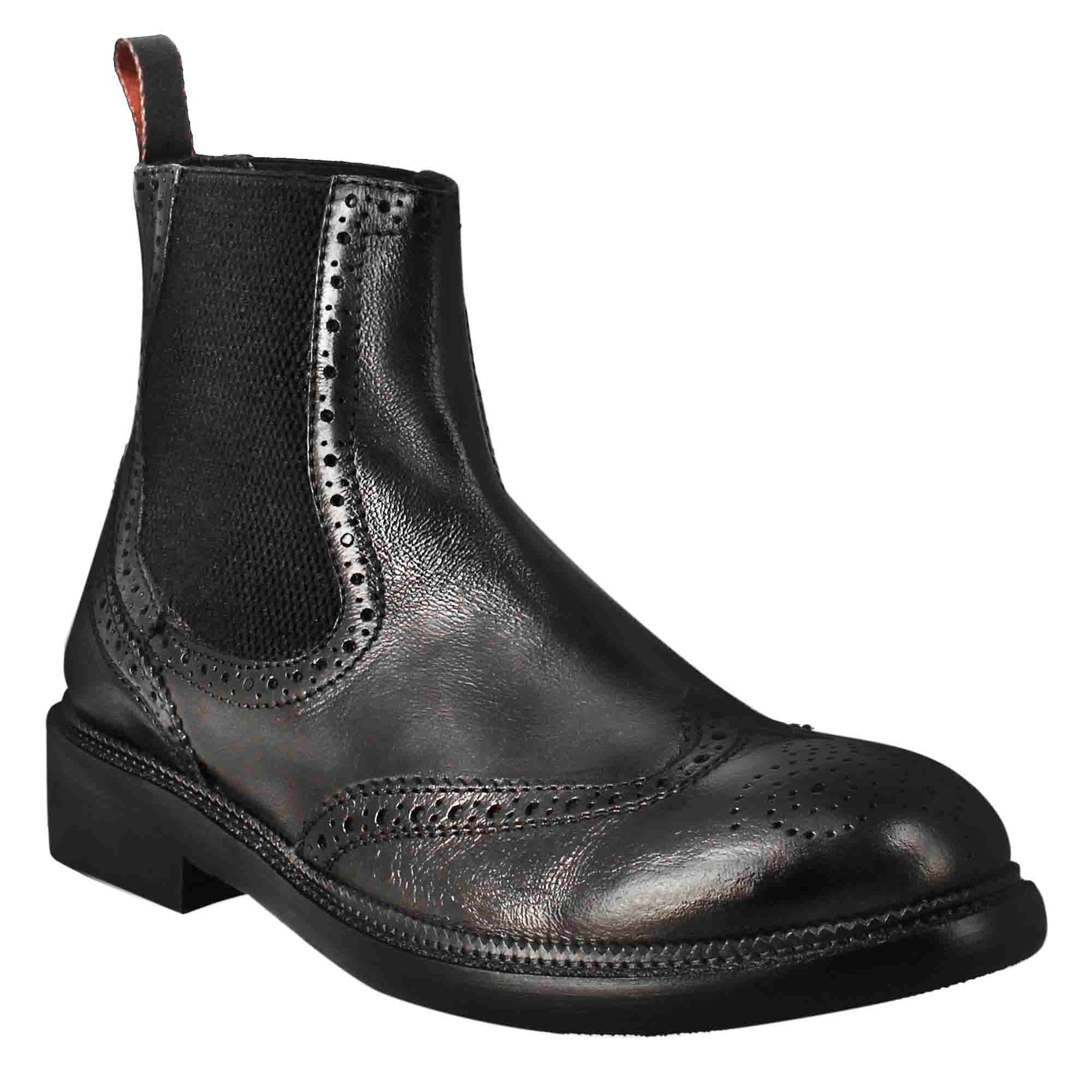 Men's candy chelsea boot in black washed leather