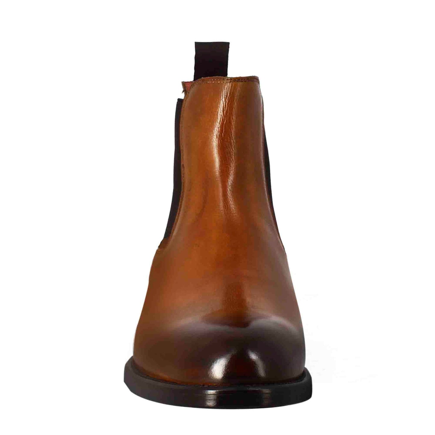 Smooth men's chelsea boot in light brown leather with elastic