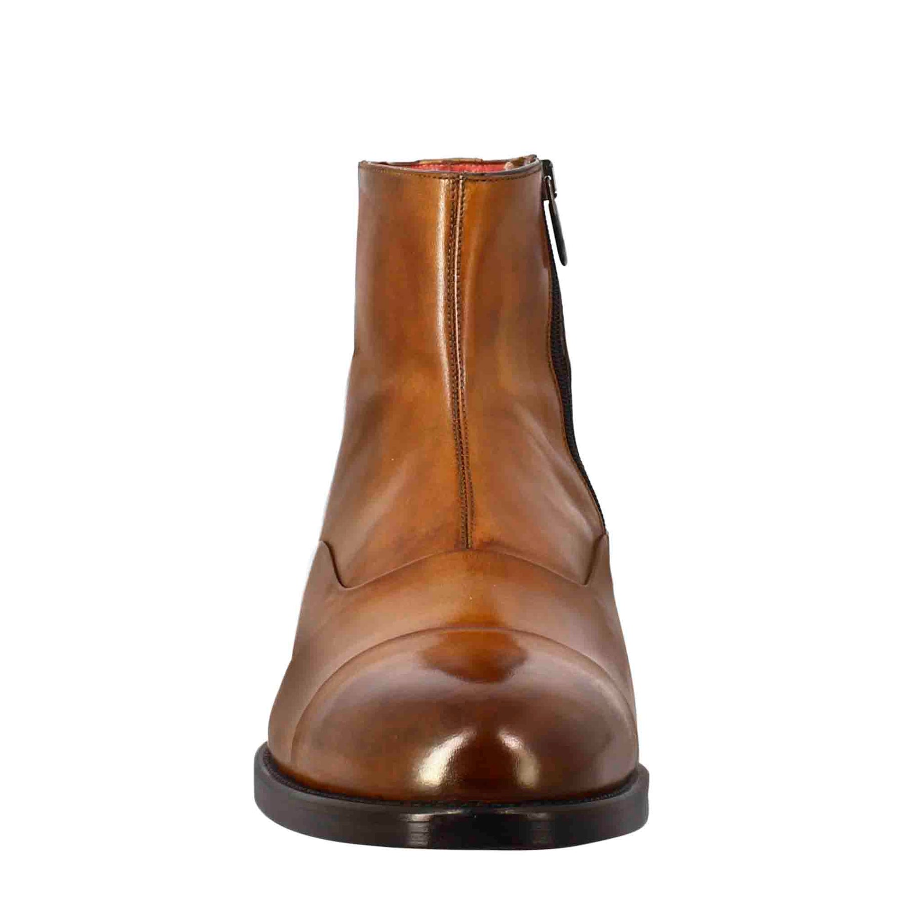 Herrenstiefelette aus hellbraunem Leder mit Reißverschluss