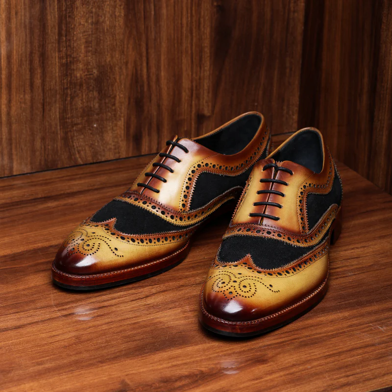 Wingtip Brogue Oxford- Tan Black Suede in just €184.99