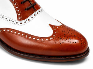 Two-Tone Cognac & Ivory Brogue Oxford Shoes