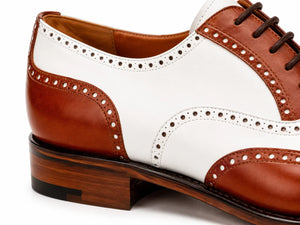 Two-Tone Cognac & Ivory Brogue Oxford Shoes