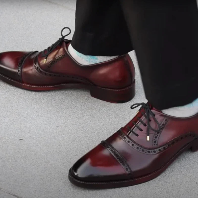 Classic Captoe Oxford - Wine Red